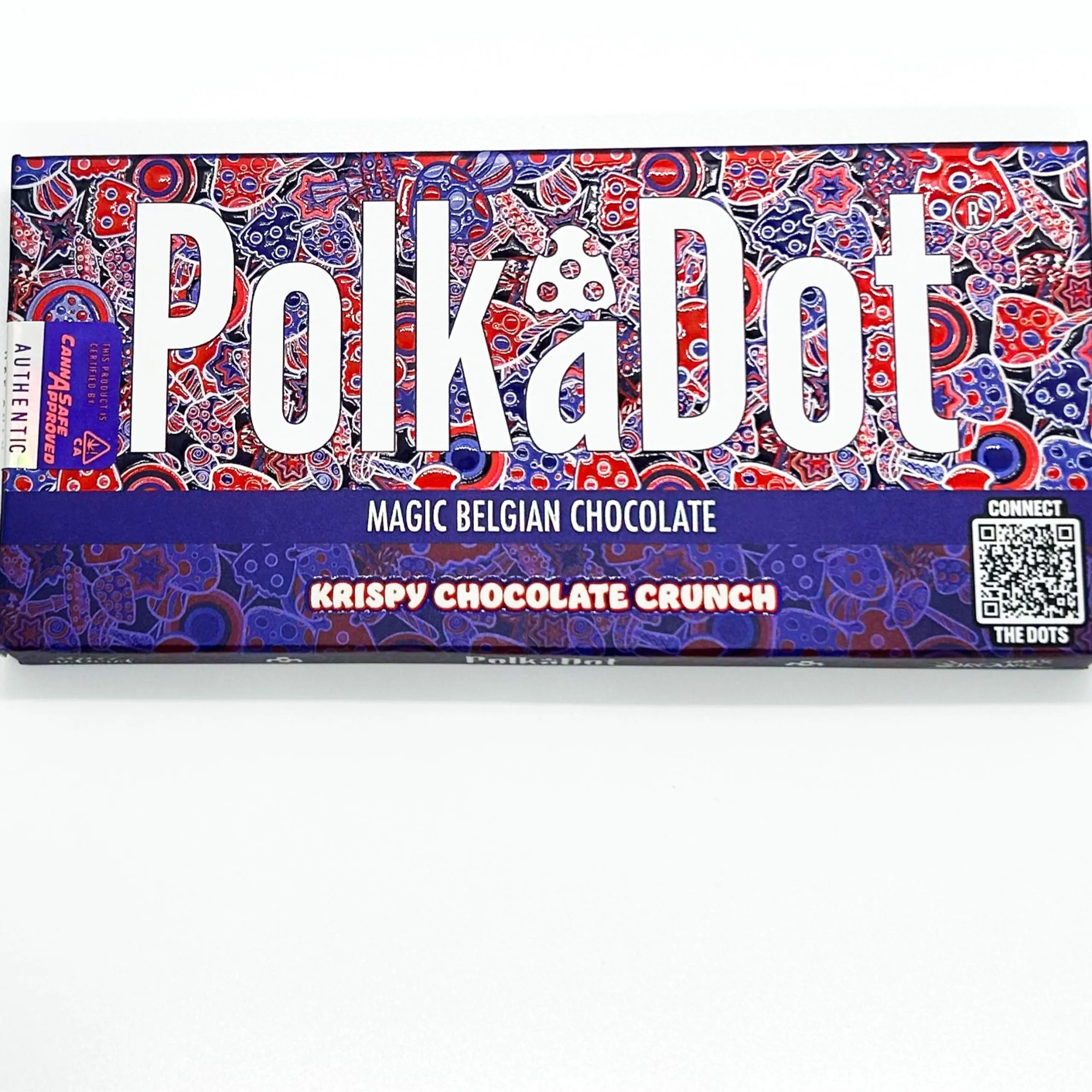Polkadot Krispy Chocolate Crunch Every mouthful of the Polkadot Krispy Chocolate Crunch Chocolate Bar is a delicious explosion of taste and texture